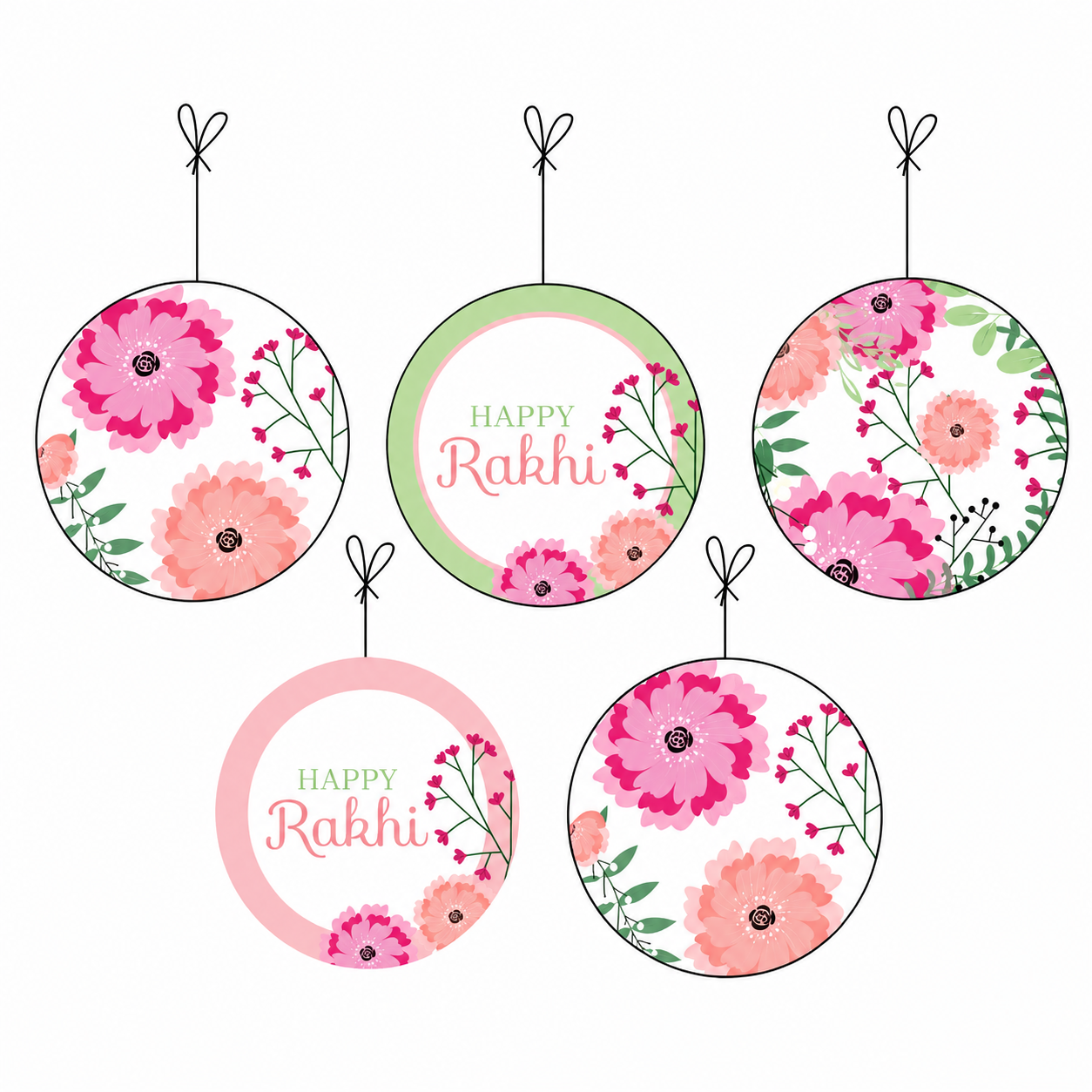 Pink Floral Rakhi Theme Danglers