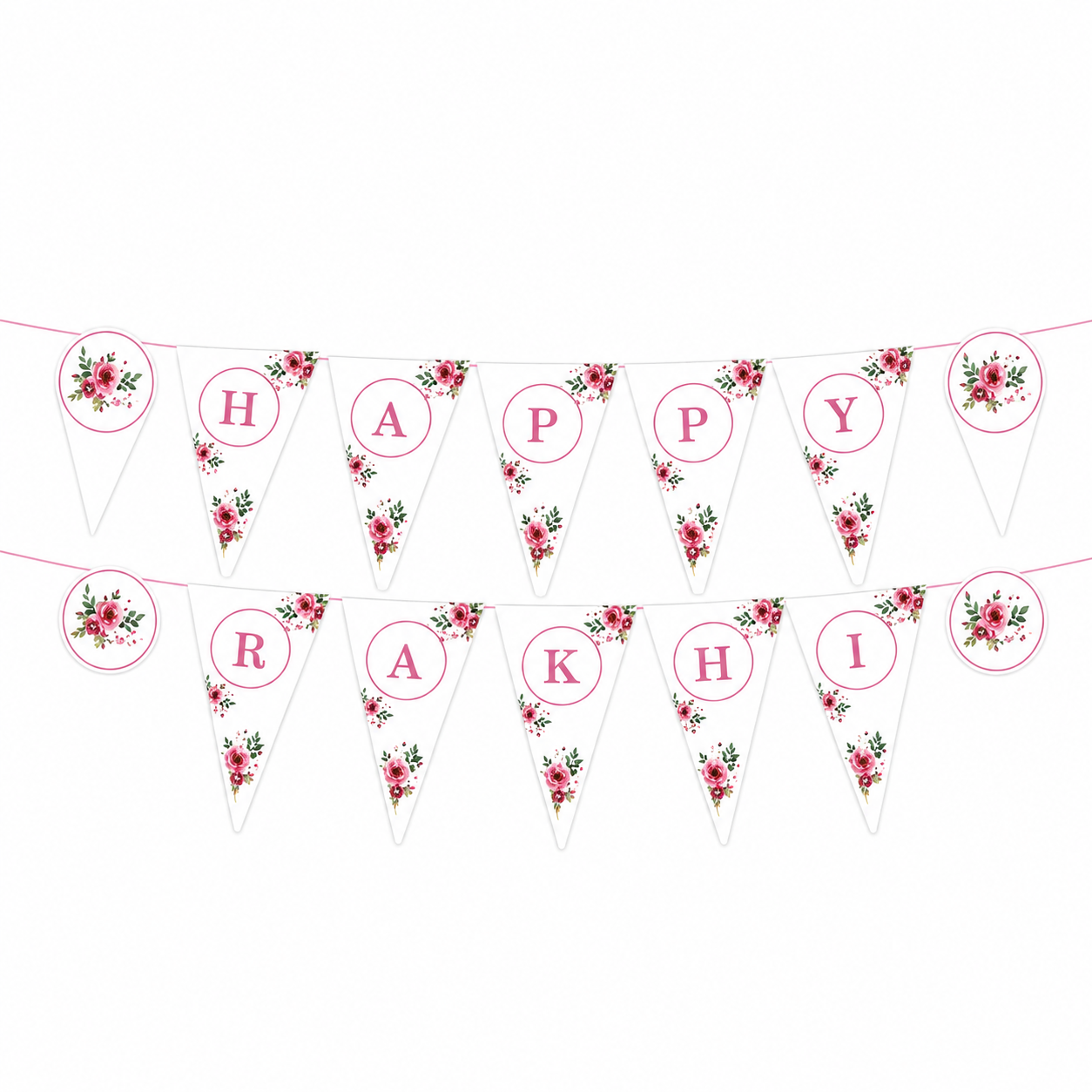 Pink and Green Floral Rakhi Theme Bunting