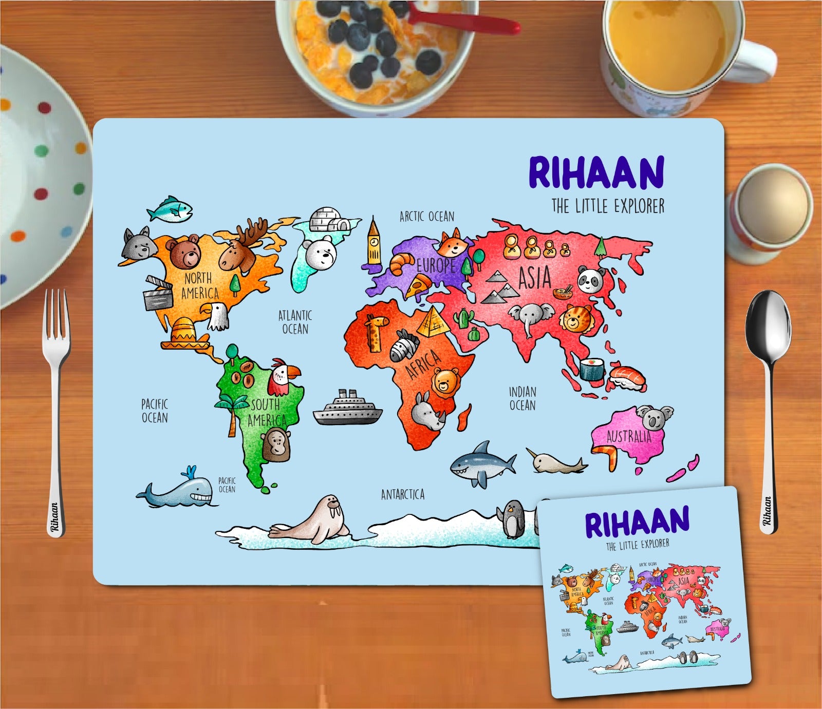World Map theme Placemat combo