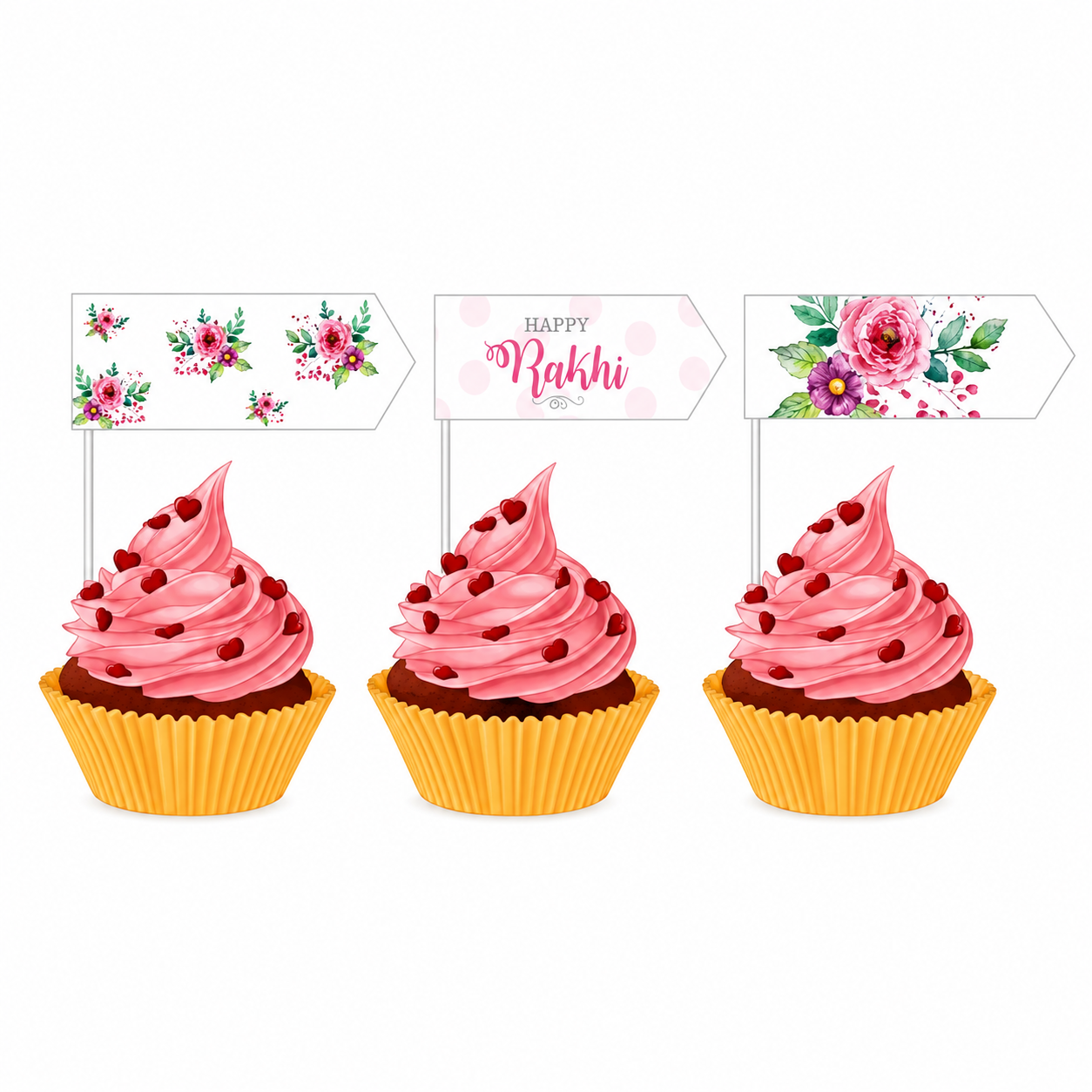 Pink and Green Floral Rakhi Picks