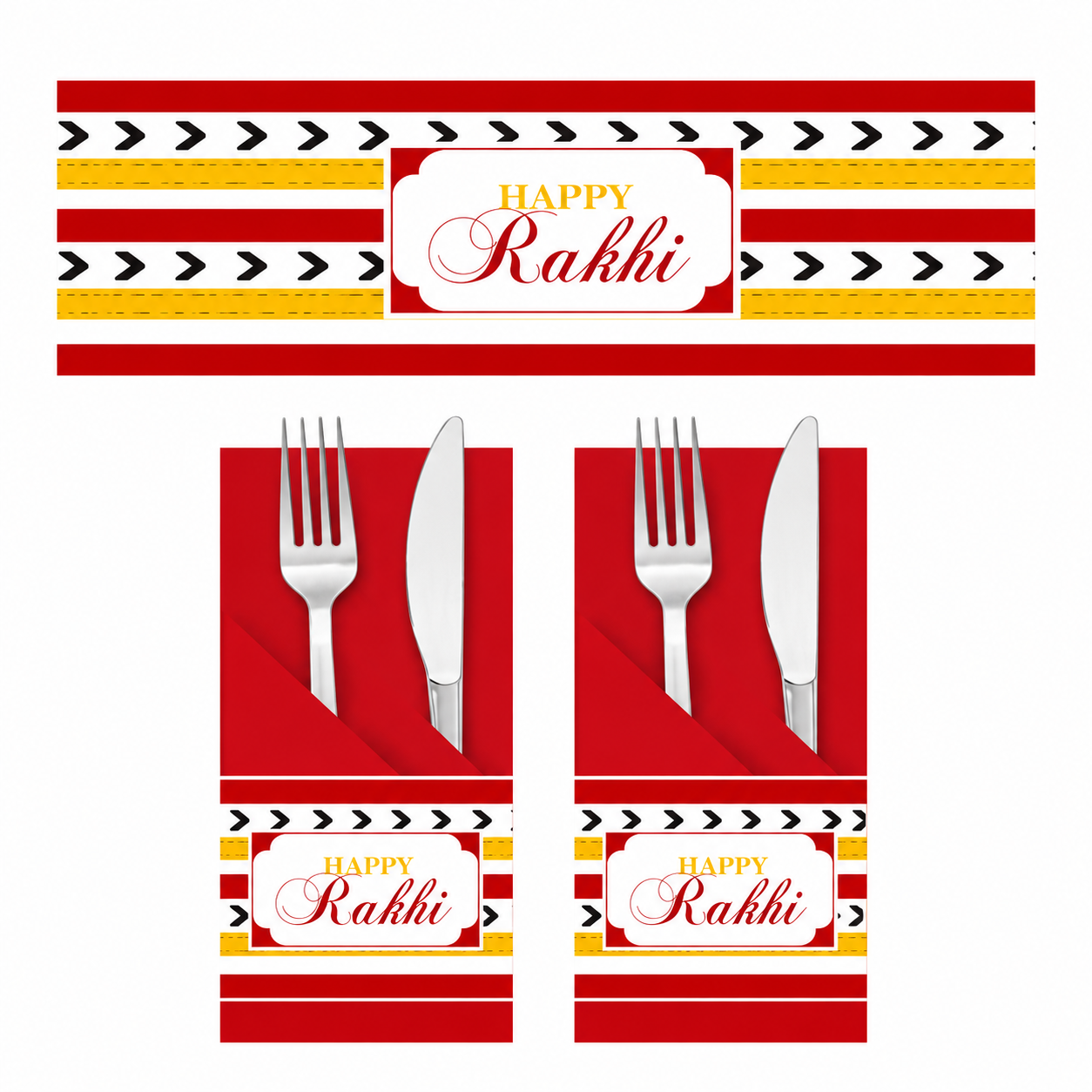 Red and Yellow Pattern Rakhi Napkin Rings