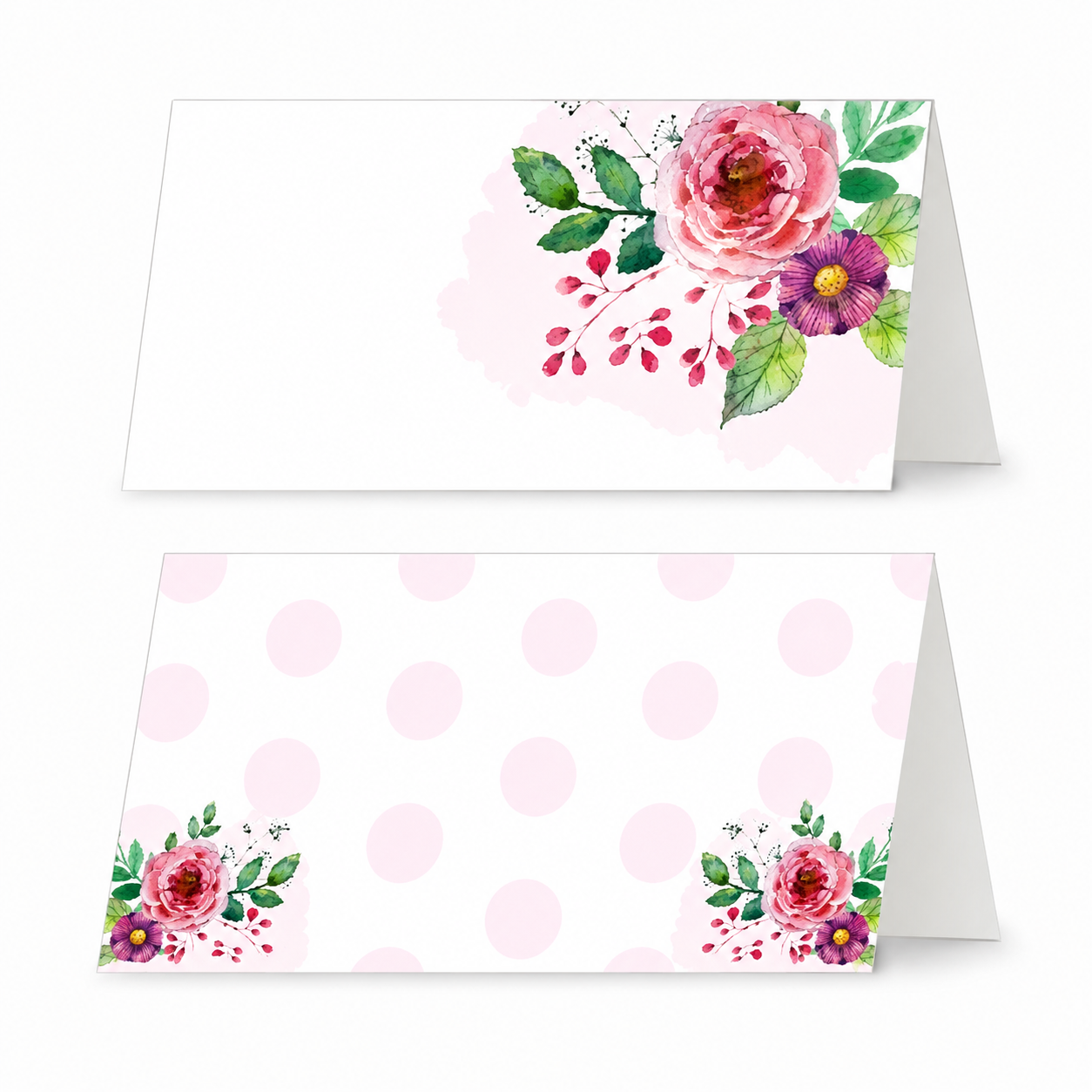 Pink and Green Floral Rakhi Food Labels / Buffet Table Cards