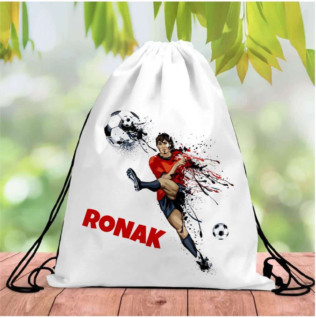 Personalised Soccer Drawstring Bag RETURN GIFTS PRETTY UR PARTY