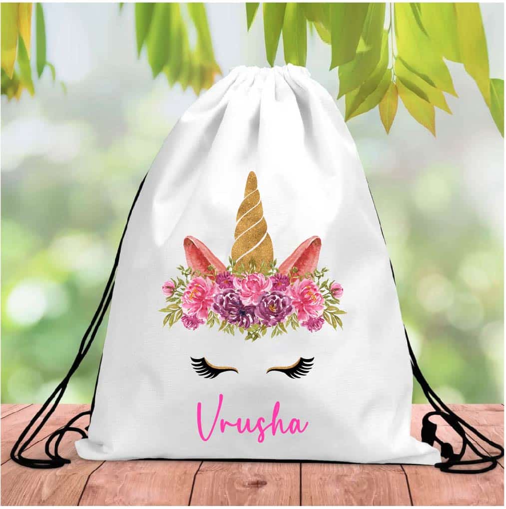 Personalised Unicorn Drawstring Bag RETURN GIFTS PRETTY UR PARTY