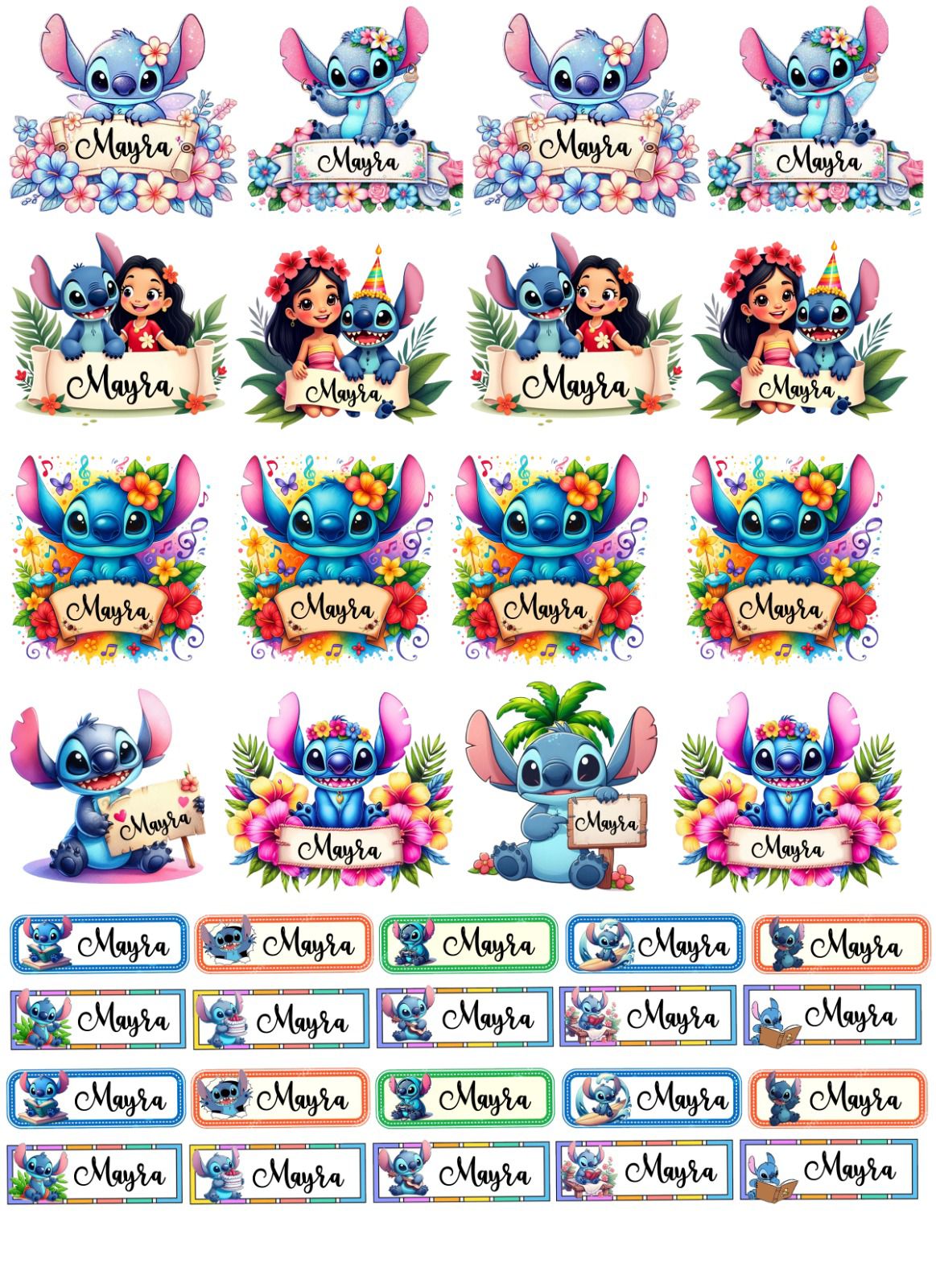 Stitch theme Sticker Labels - Pack of 31