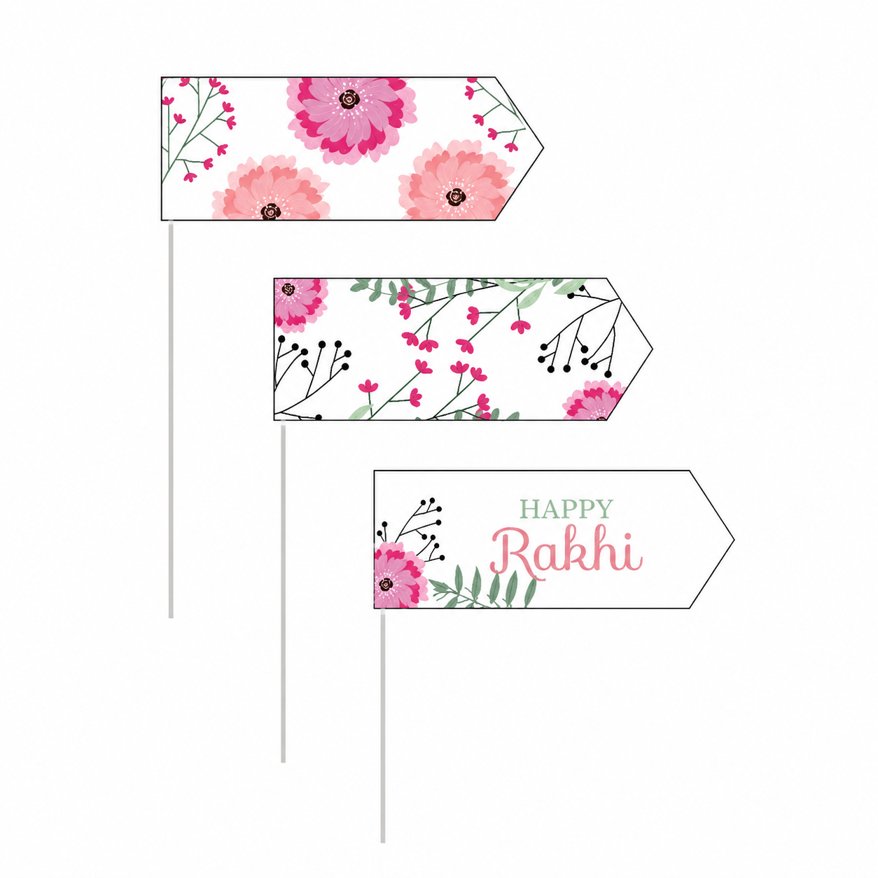 Pink Floral Rakhi Picks