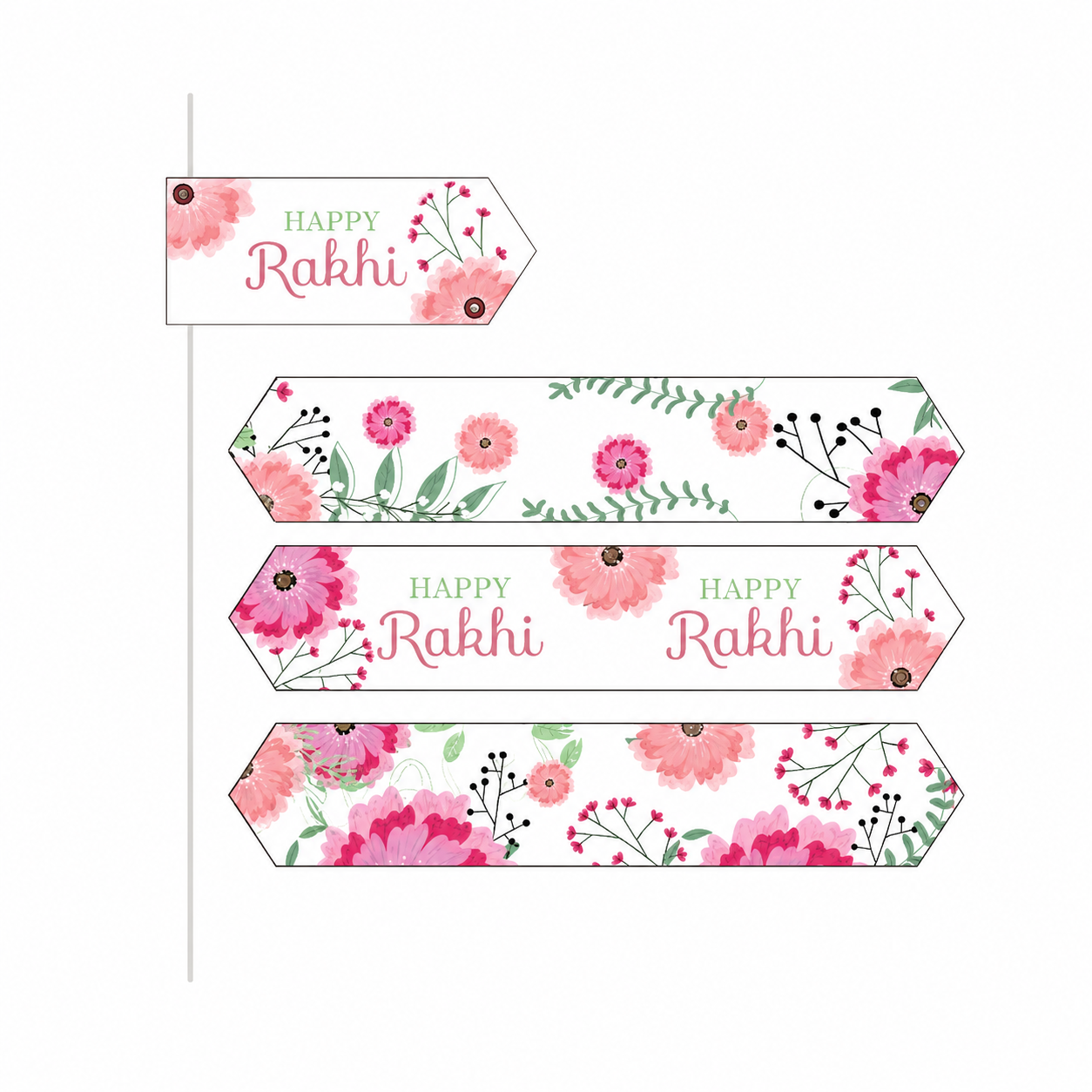 Pink Floral Rakhi Drink Straws