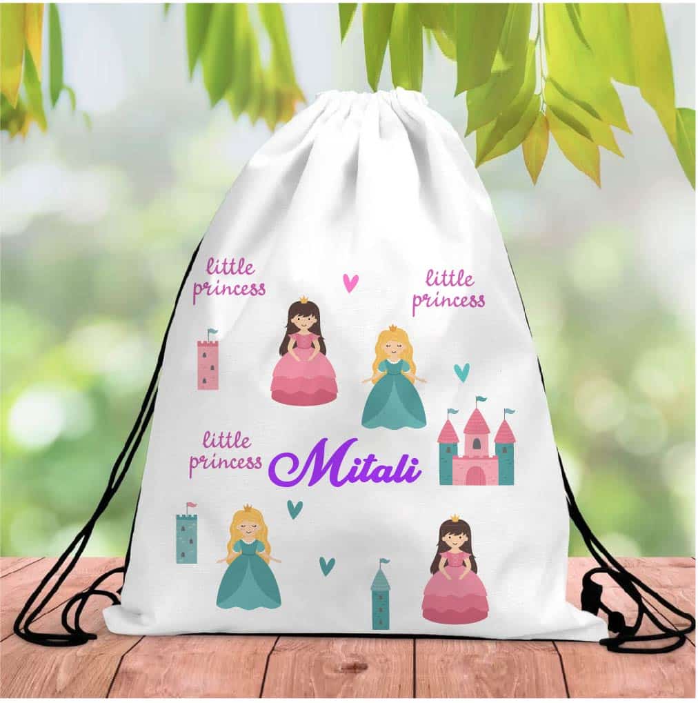 Personalised Princess Drawstring Bag RETURN GIFTS PRETTY UR PARTY