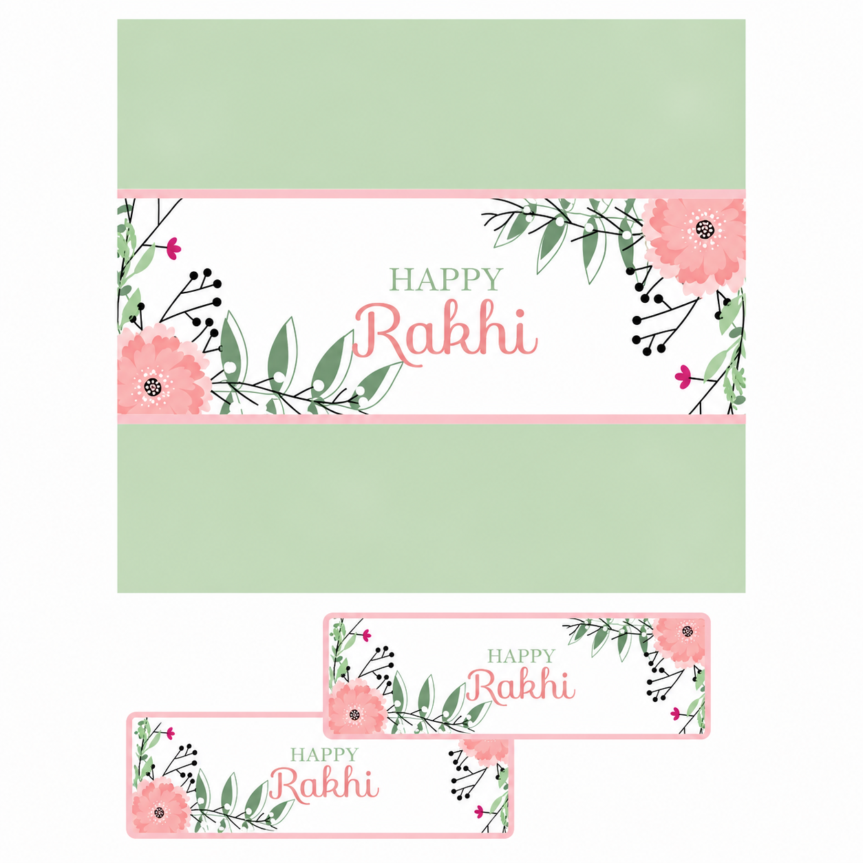 Pink Floral Rakhi Theme Chocolate Wrappers