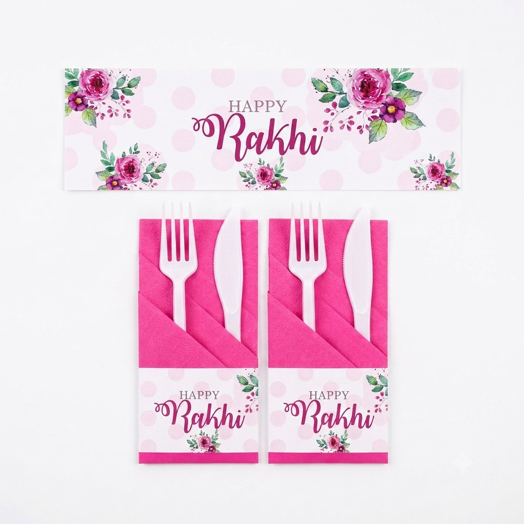 Pink and Green Floral Rakhi Napkin Rings