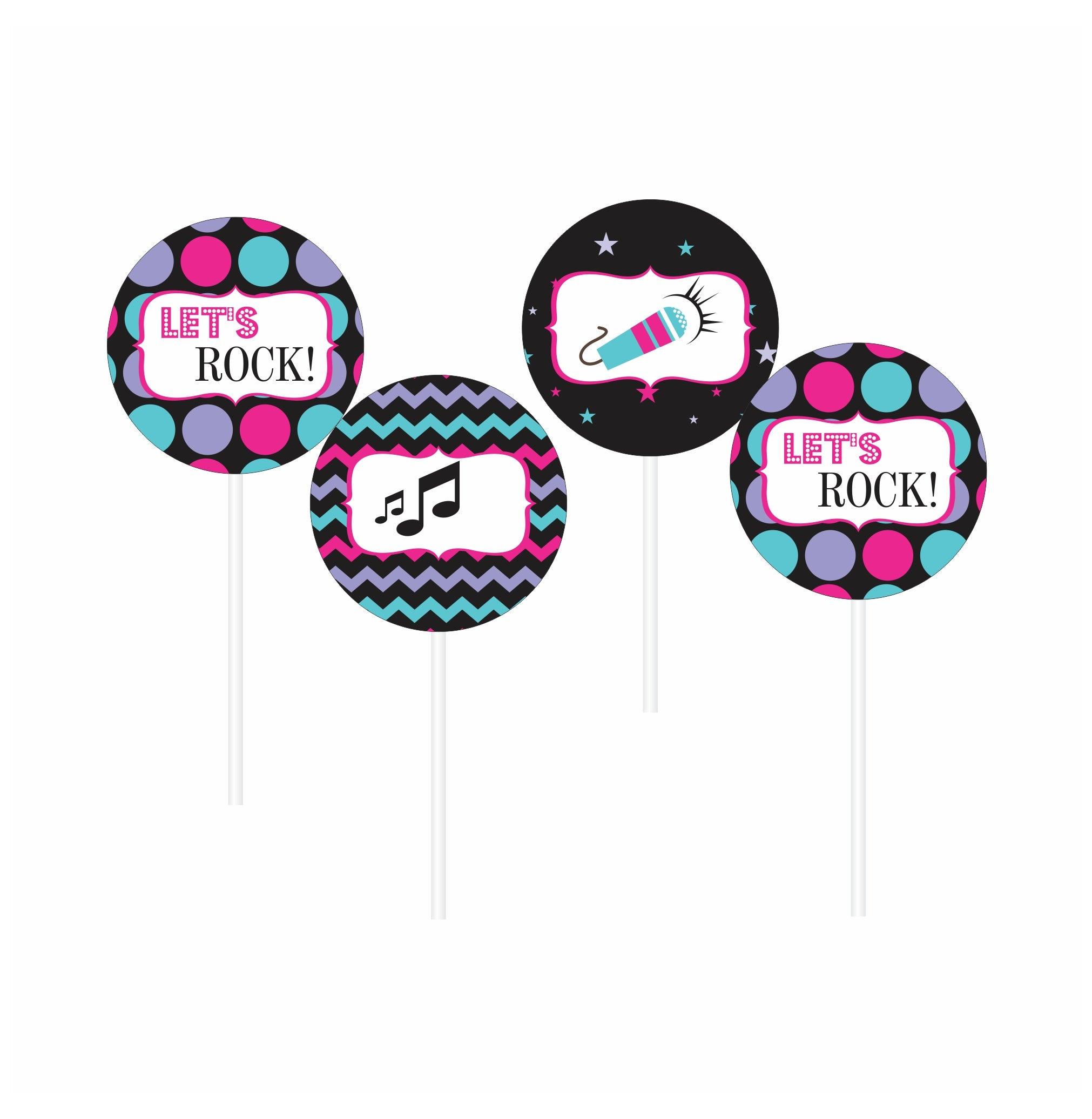 Girly Rockstar Theme Cupcake / Food Toppers THEME PARTIES Pretty UR Party   