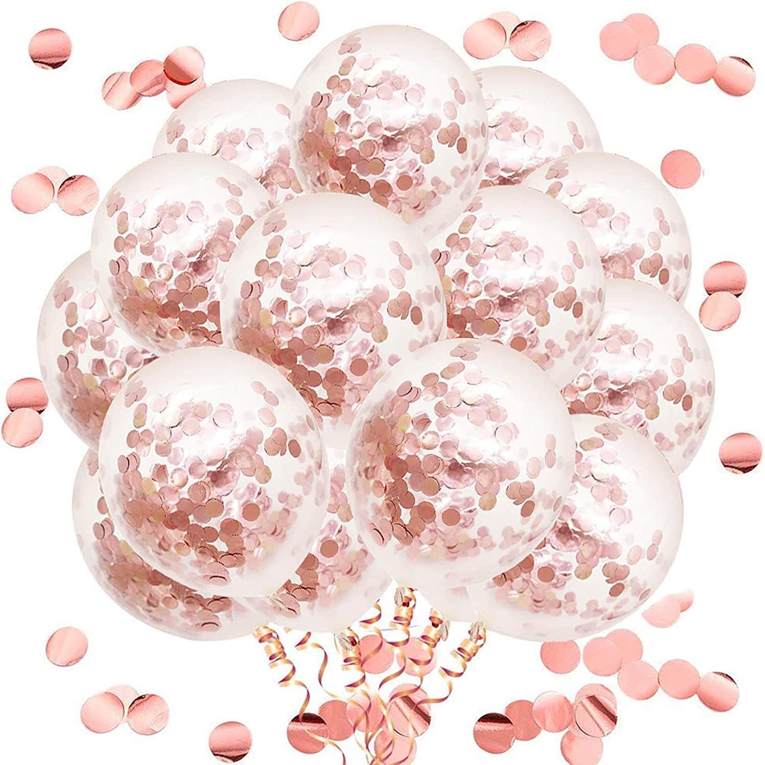 Rose Gold Confetti Balloons - Pack of 5 ALL PARTY SUPPLIES Pretty UR Party   