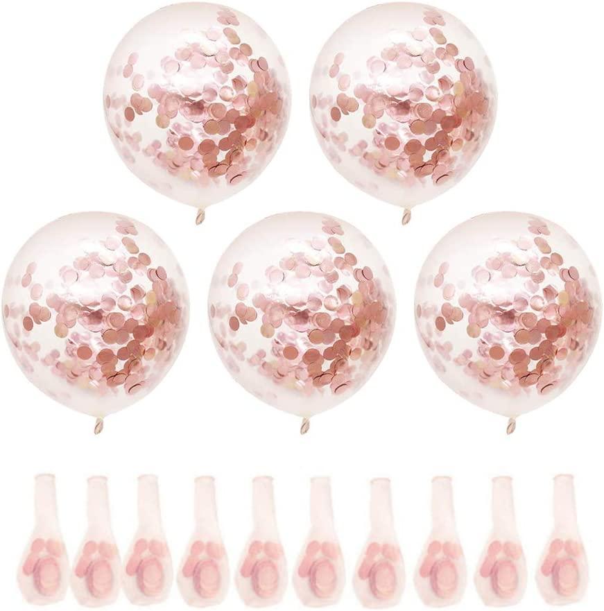 Rose Gold Confetti Balloons - Pack of 5 ALL PARTY SUPPLIES Pretty UR Party   