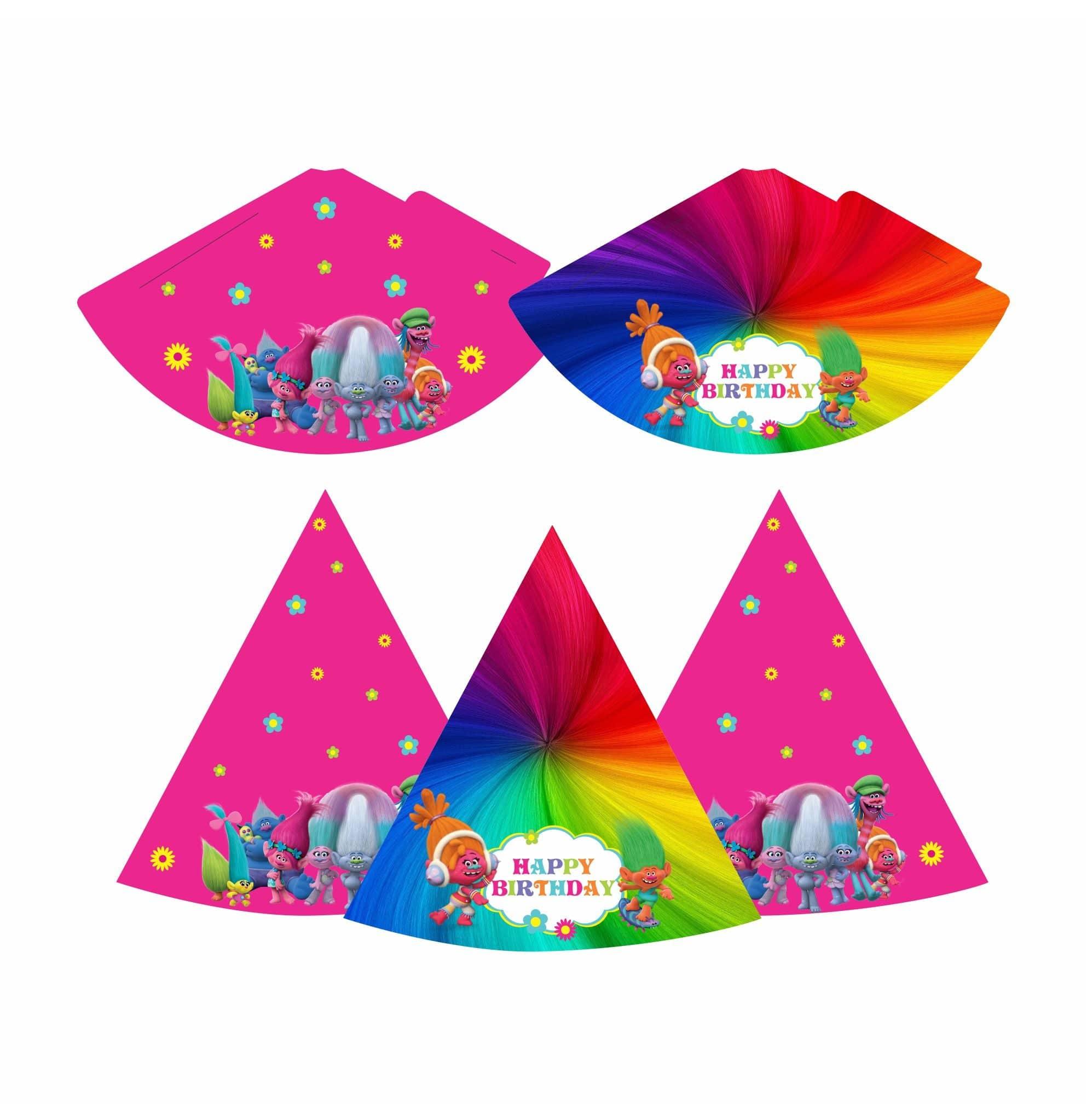 Trolls Theme Caps - Pack of 10 THEME PARTIES Pretty UR Party   