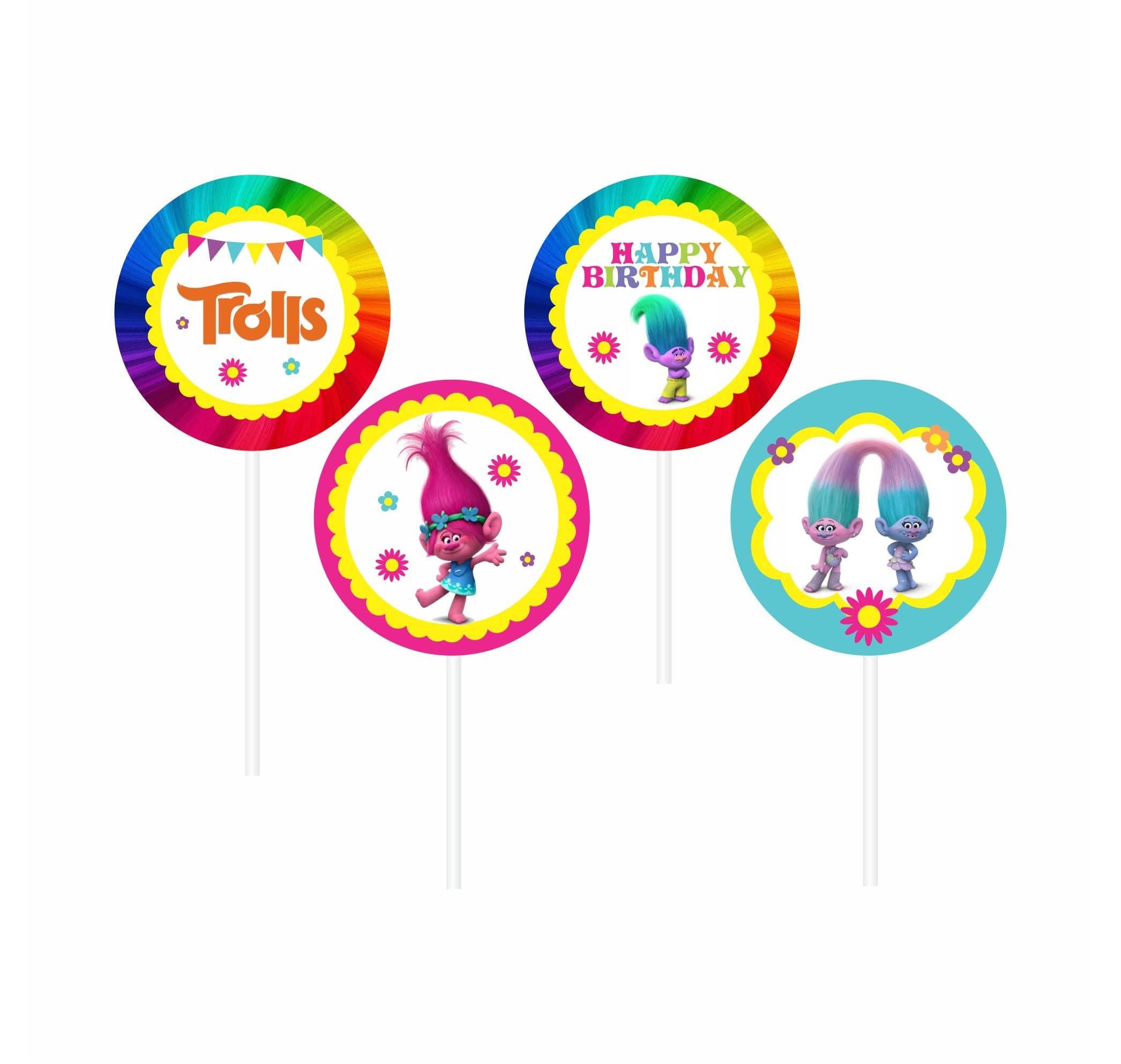 Trolls Theme Cupcake Toppers THEME PARTIES Pretty UR Party   