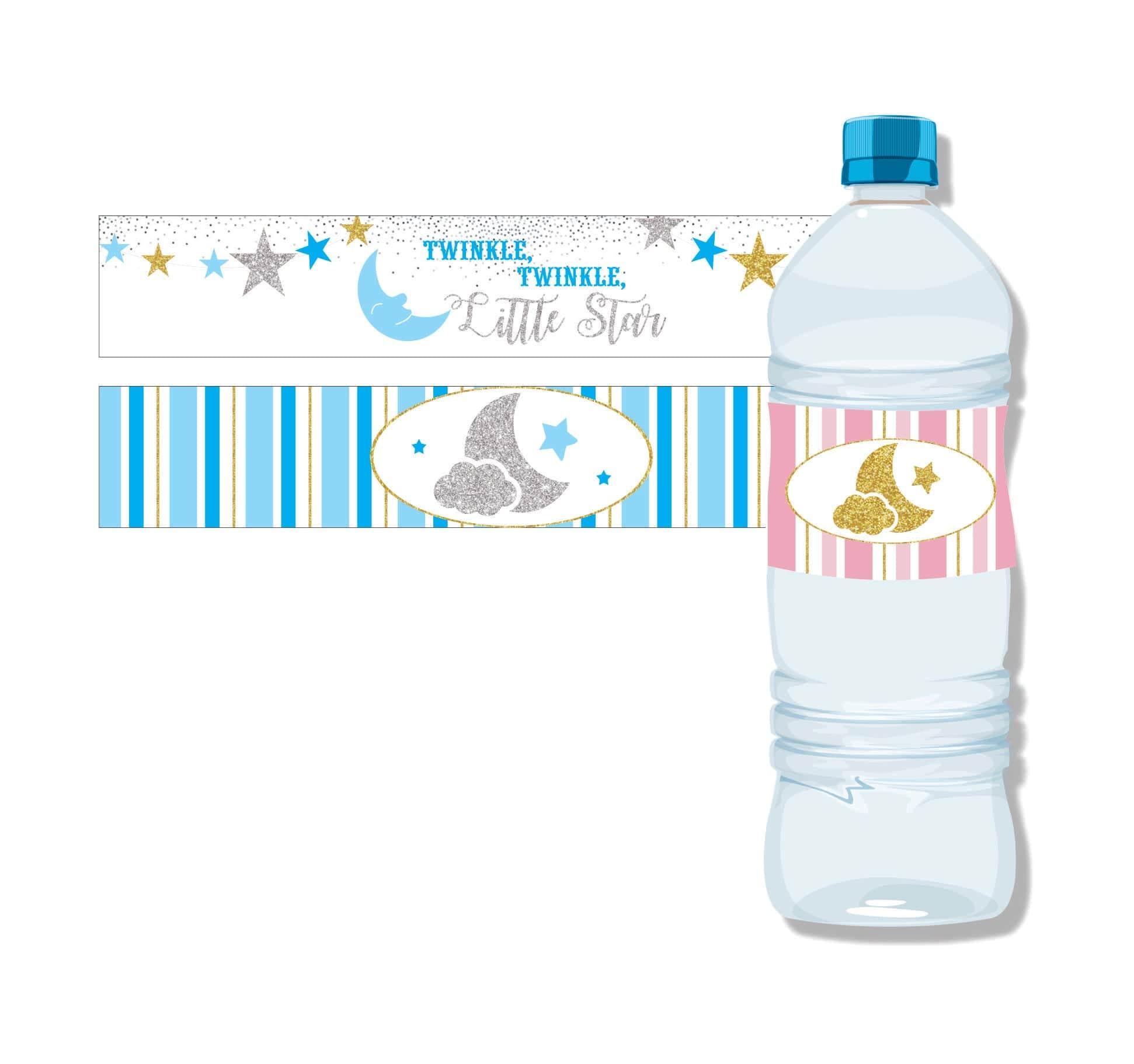 Twinkle Twinkle Little Star Boy Water Bottle Labels THEME PARTIES Pretty UR Party   