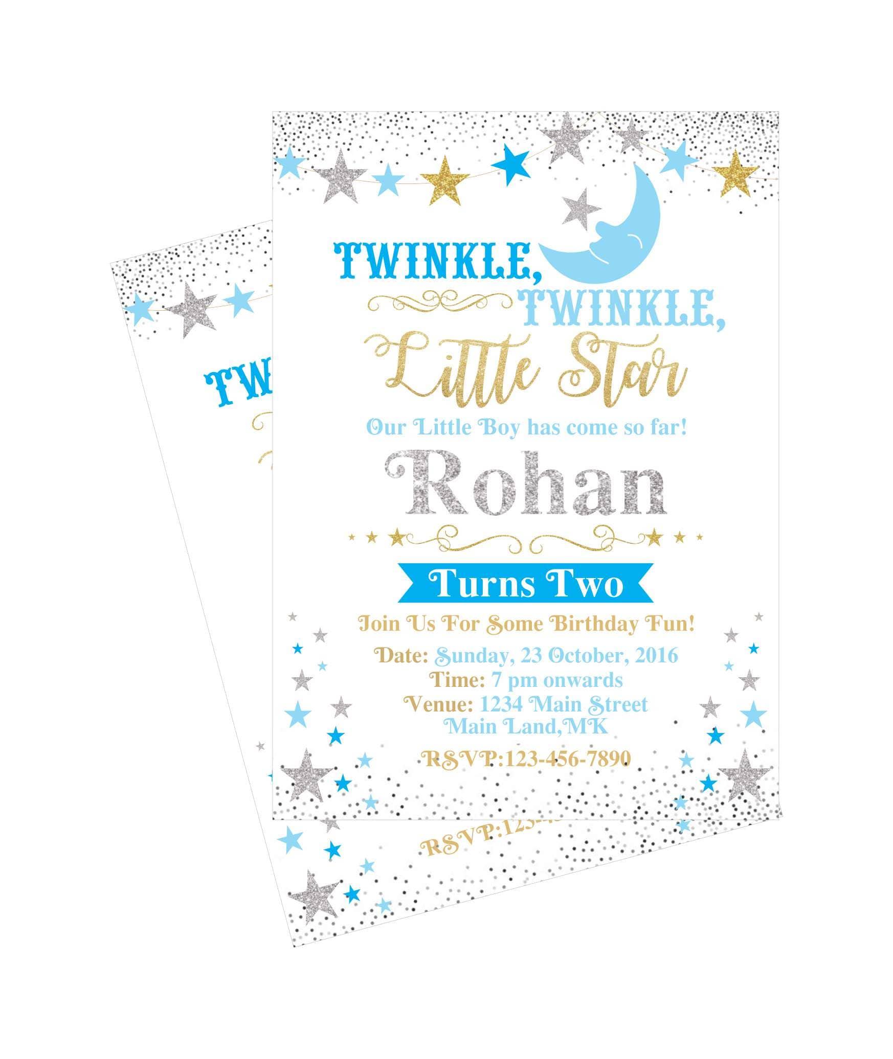Twinkle Twinkle Little Star Boy Invitations ALL PARTY SUPPLIES Pretty UR Party   
