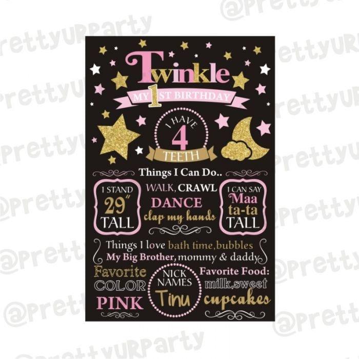 Twinkle Twinkle Little Star Chalkboard Poster - Girl β PRETTY UR PARTY