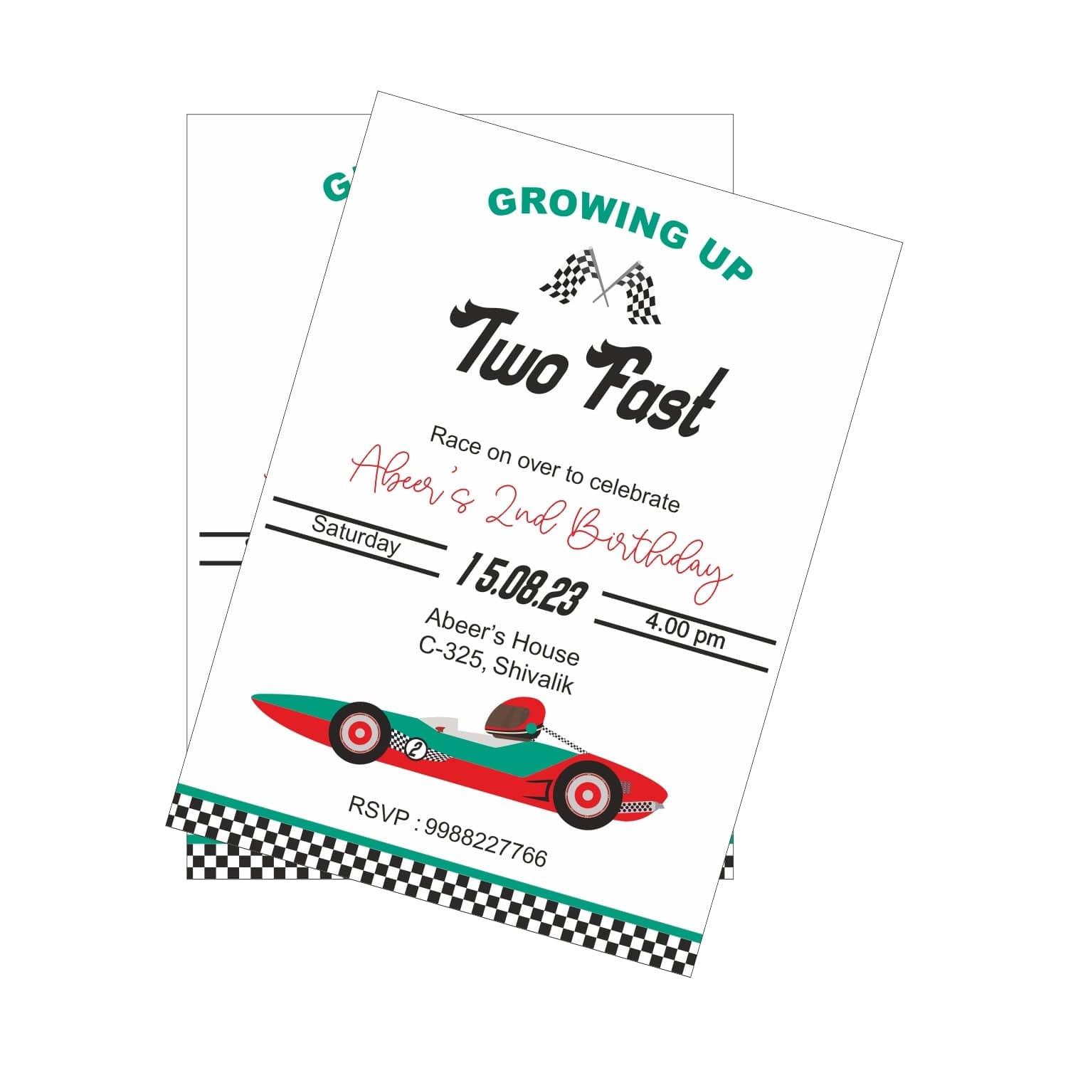 Two Fast Theme Invitations Two Fast Invites PRETTY UR PARTY