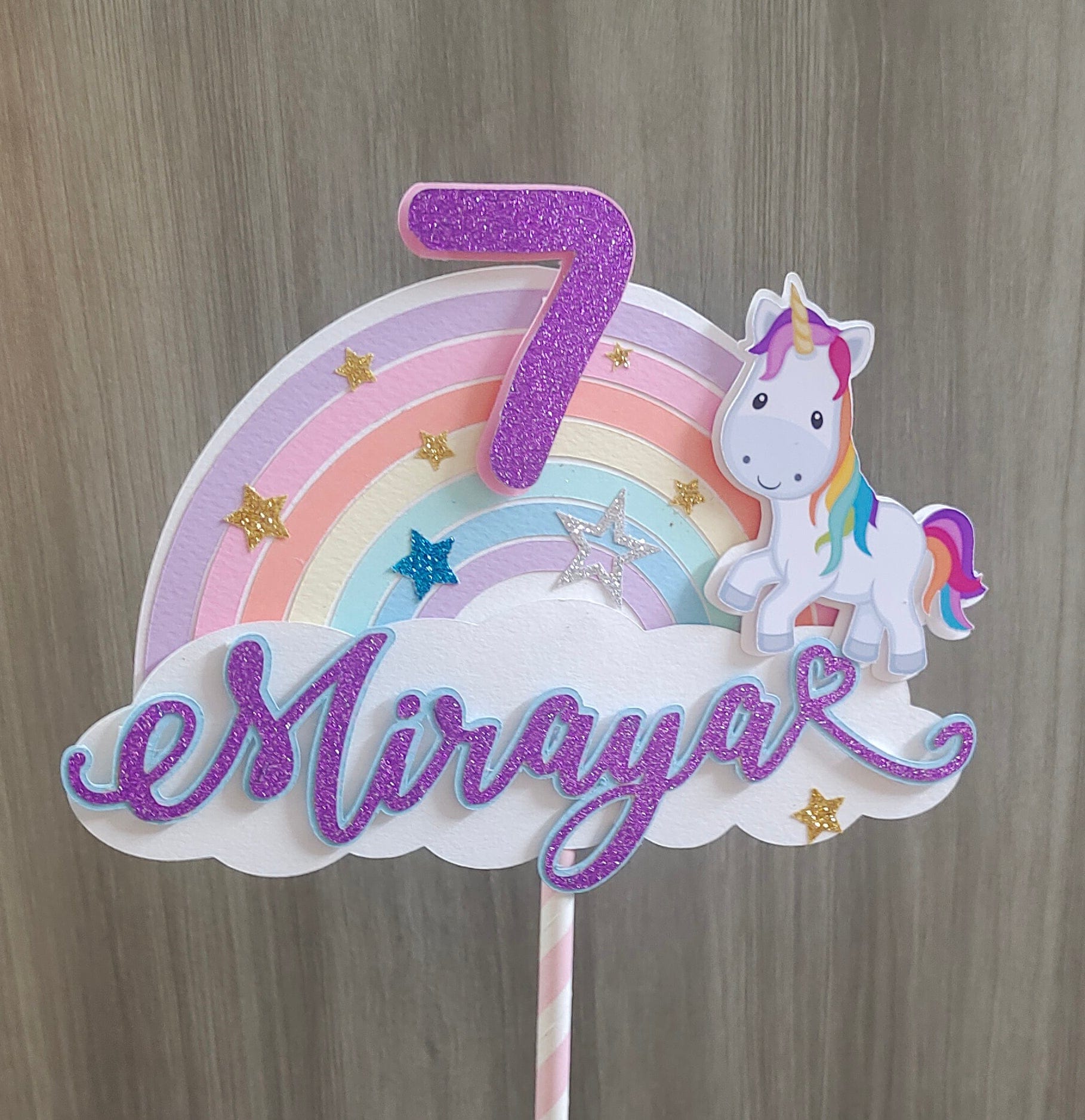 Unicorn Cake Topper-rainbow Cake Topper-unicorn Theme-unicorn  Birthday-rainbow Theme-rainbow Birthday-unicorn Decorations-cake Topper -  Etsy