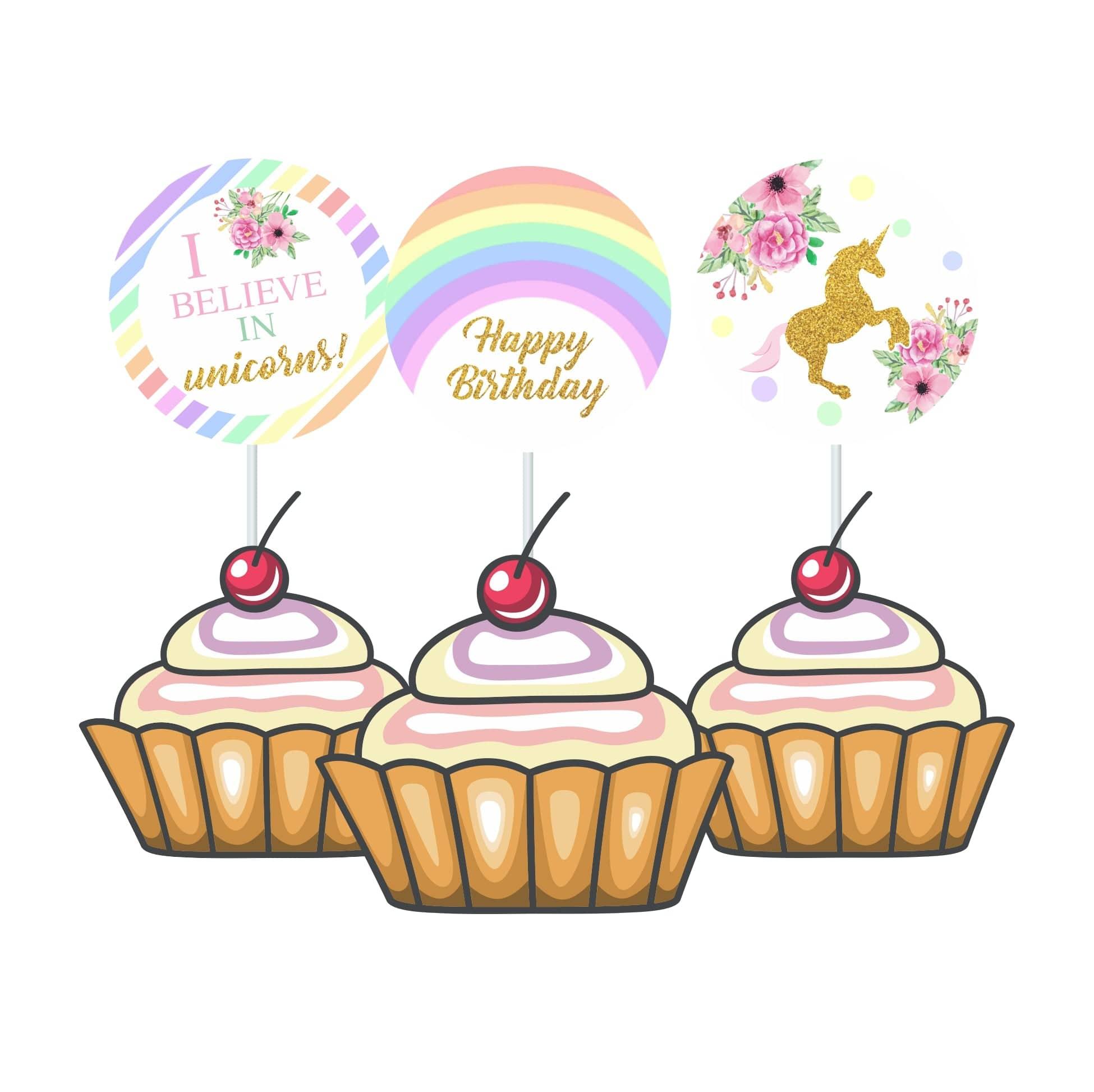 Unicorn Theme Cupcake Toppers THEME PARTIES Pretty UR Party   