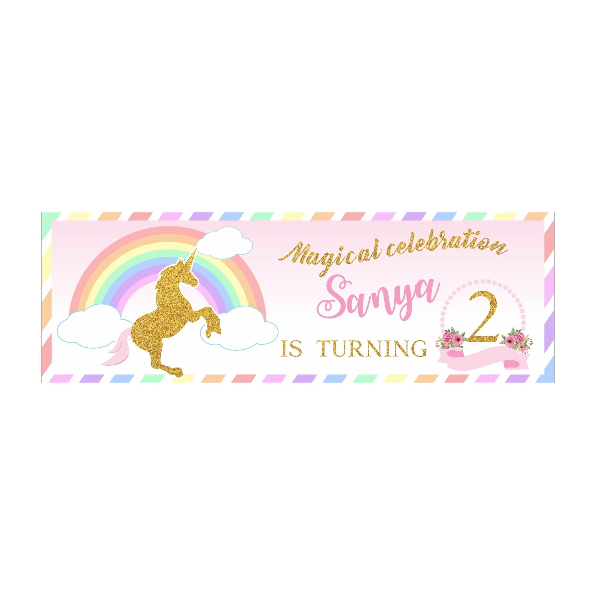 Personalized Unicorn Theme Banner 30in ALL PARTY SUPPLIES Pretty UR Party   