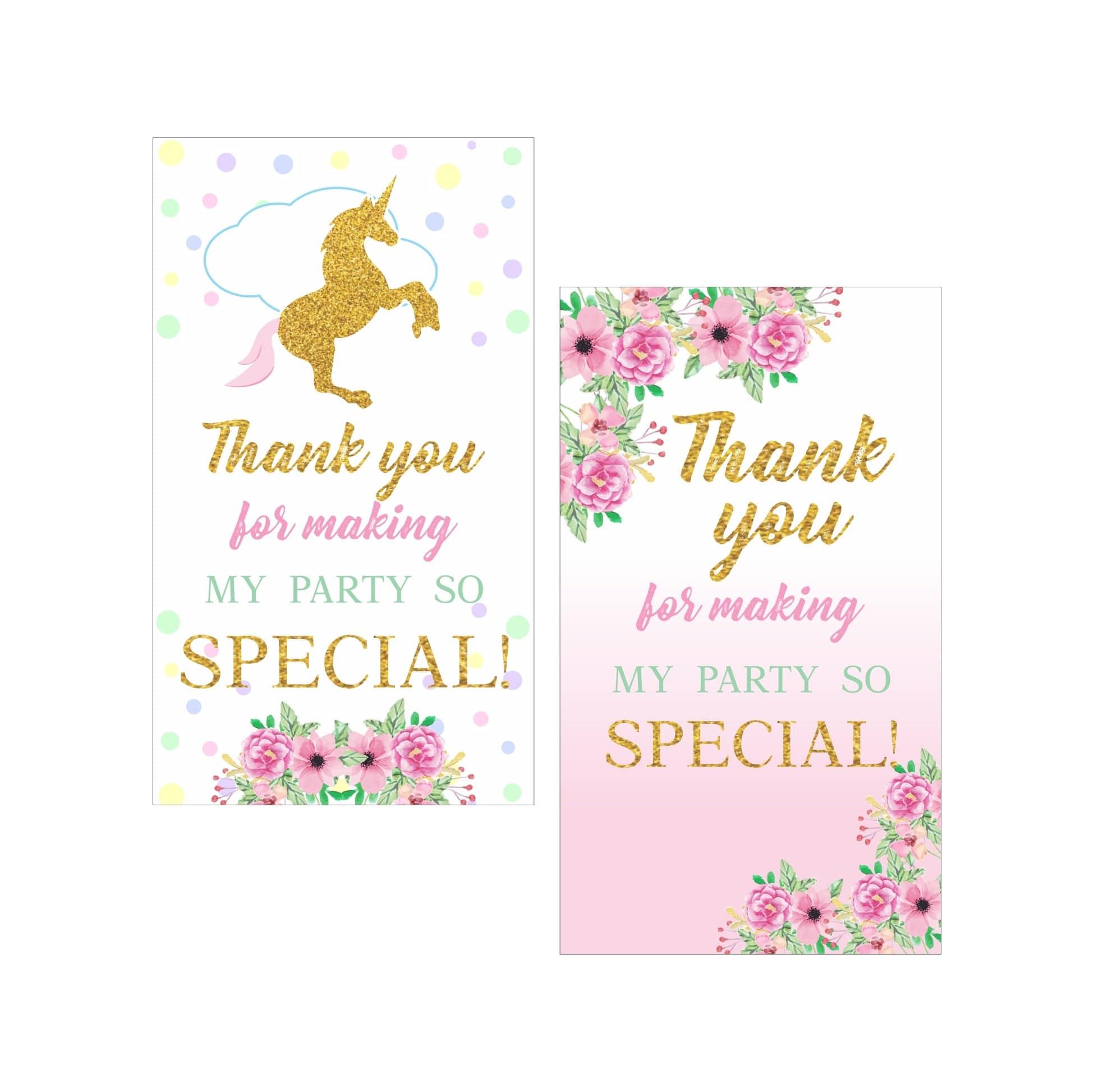 Unicorn Theme Thank you Tags THEME PARTIES Pretty UR Party   