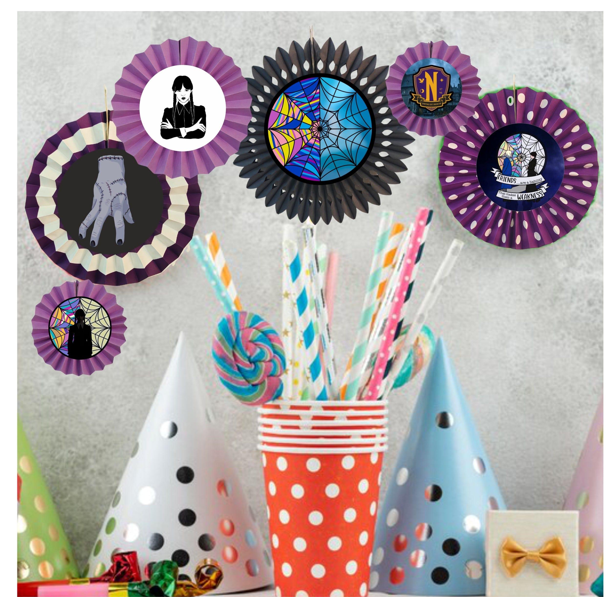 Wednesday Paper Fans - Set of 6 DECORATIONS Pretty UR Party   