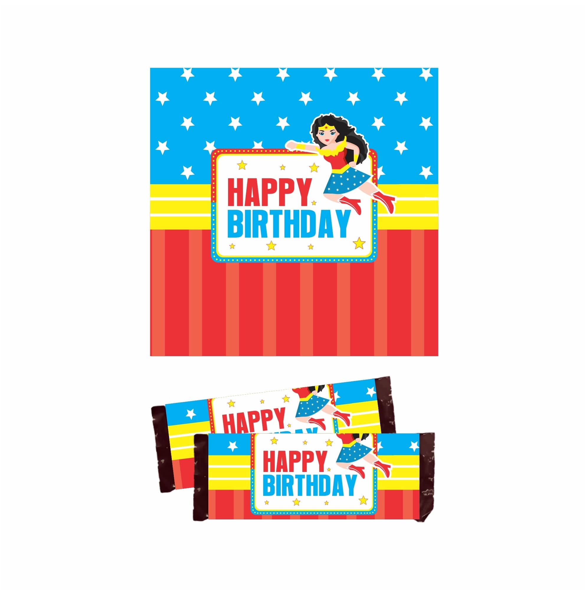 Wonder Woman Theme Chocolate Wrappers THEME PARTIES Pretty UR Party   