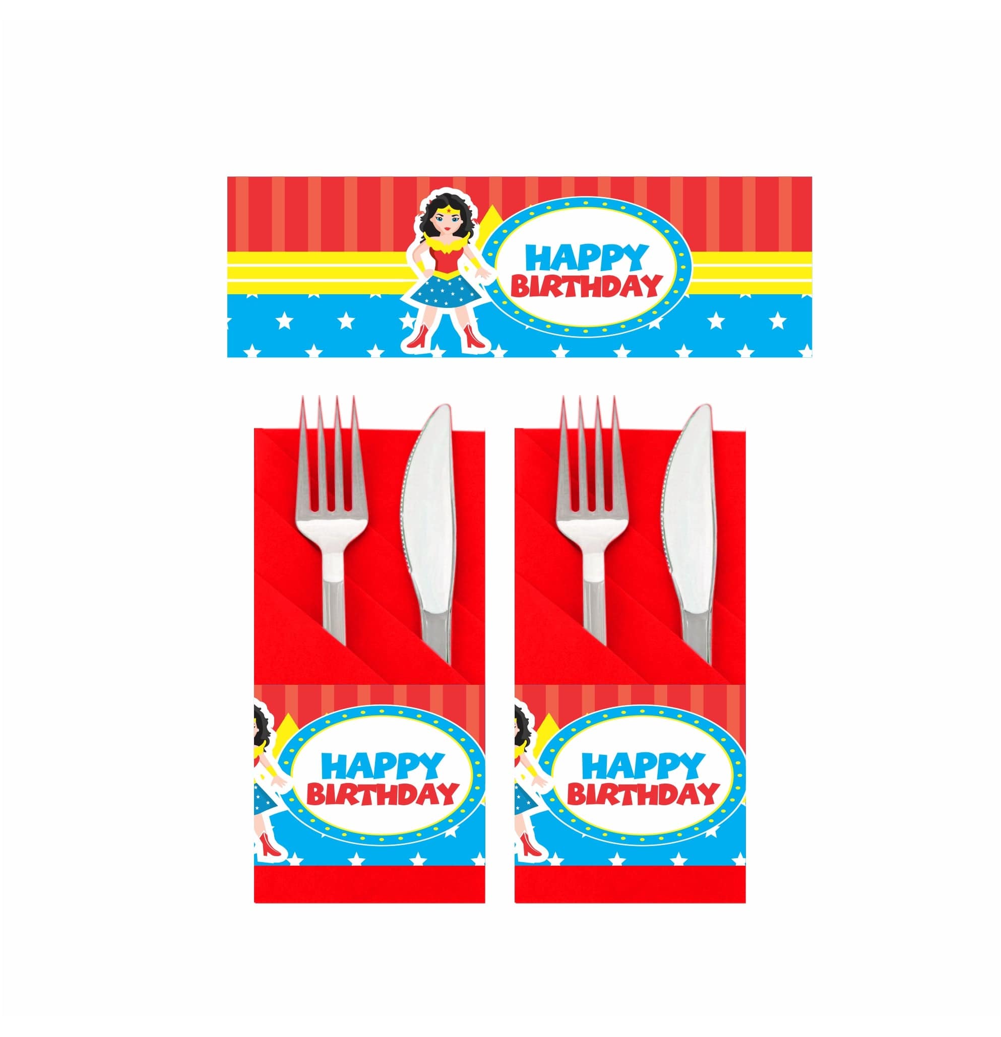 Wonder Woman Theme Napkin Rings THEME PARTIES Pretty UR Party   