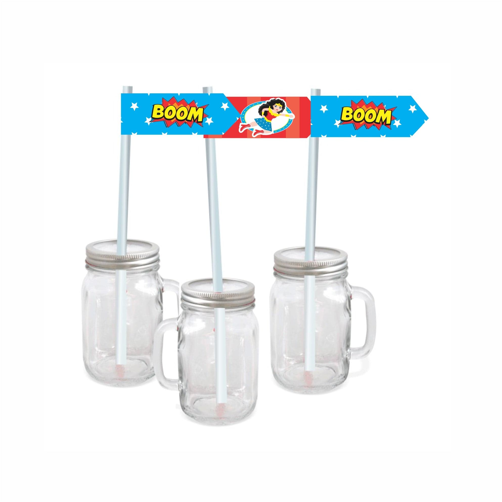 Wonder Woman Theme Drink Straws THEME PARTIES Pretty UR Party   