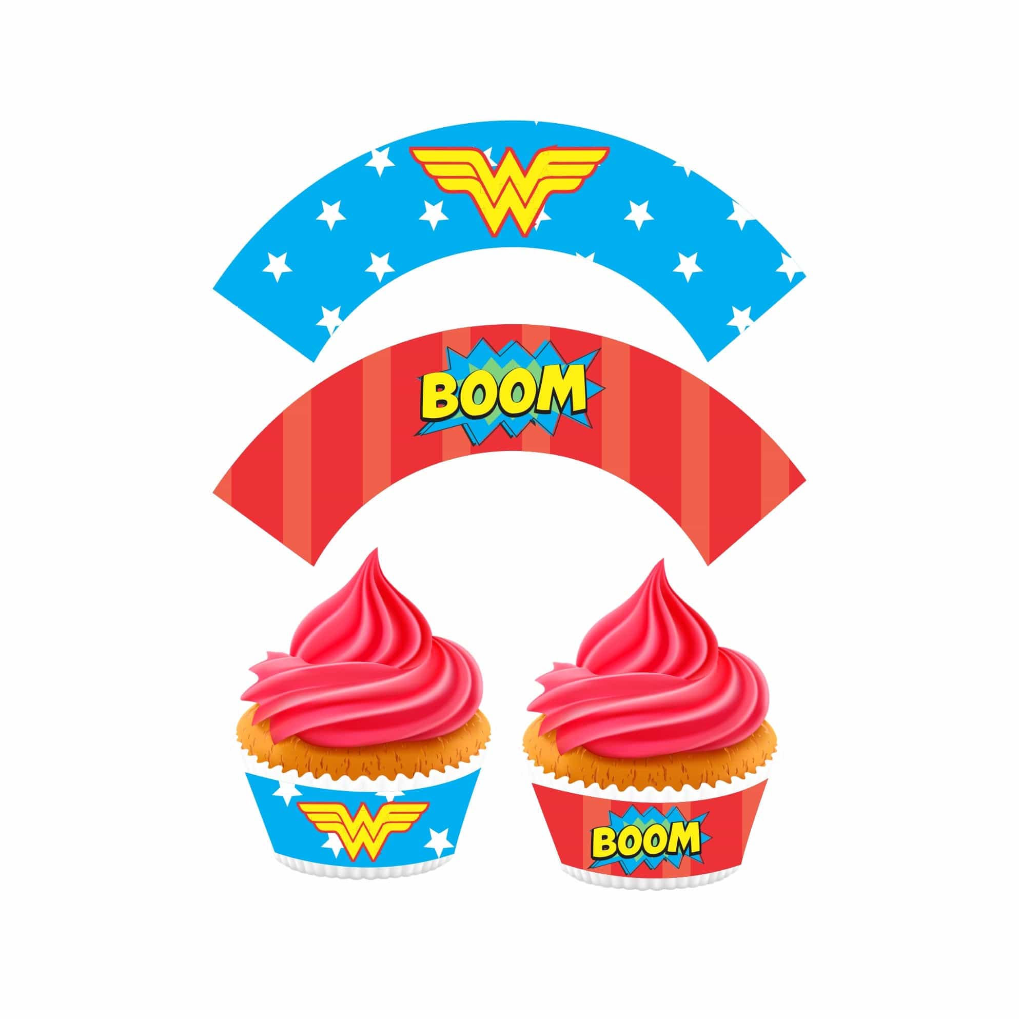 Wonder Woman Theme Cupcake Wrappers THEME PARTIES Pretty UR Party   