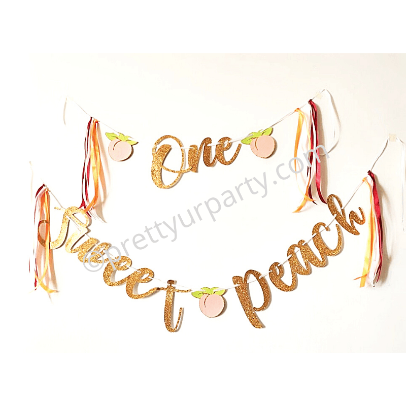 One Sweet Peach Bunting DECORATIONS Pretty UR Party   