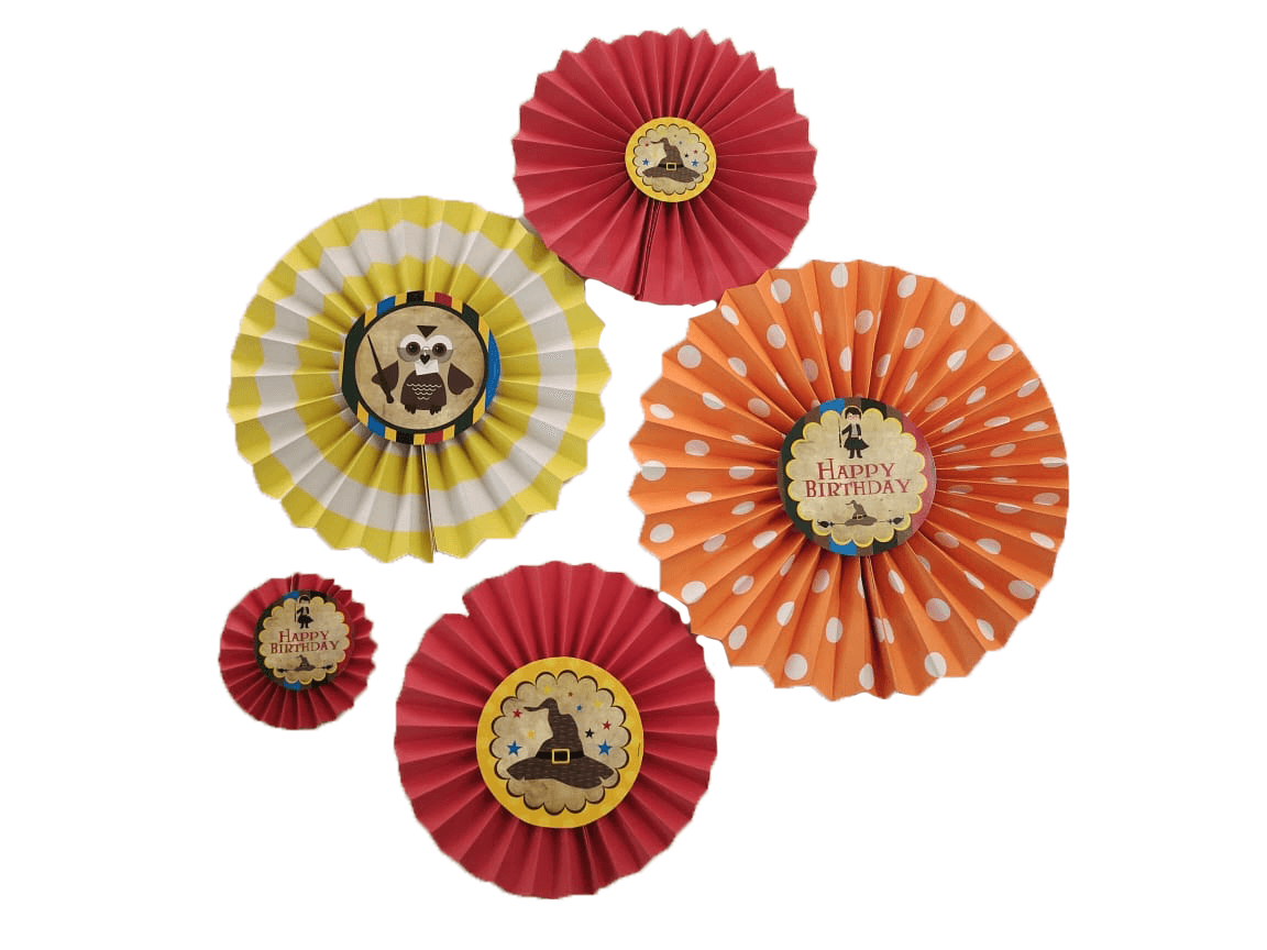 Harry Potter Paper Fans - Set of 5 DECORATIONS Pretty UR Party   