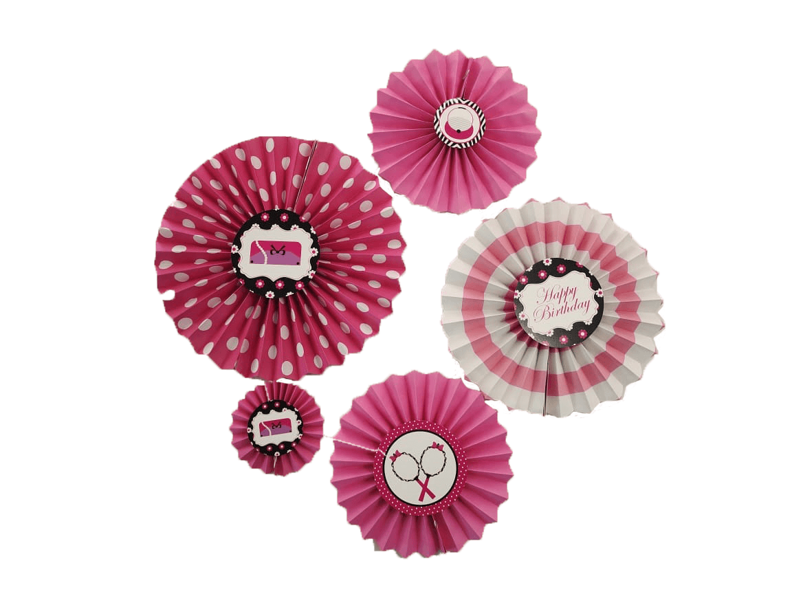 Glam Diva Paper Fans - Set of 5 DECORATIONS Pretty UR Party   