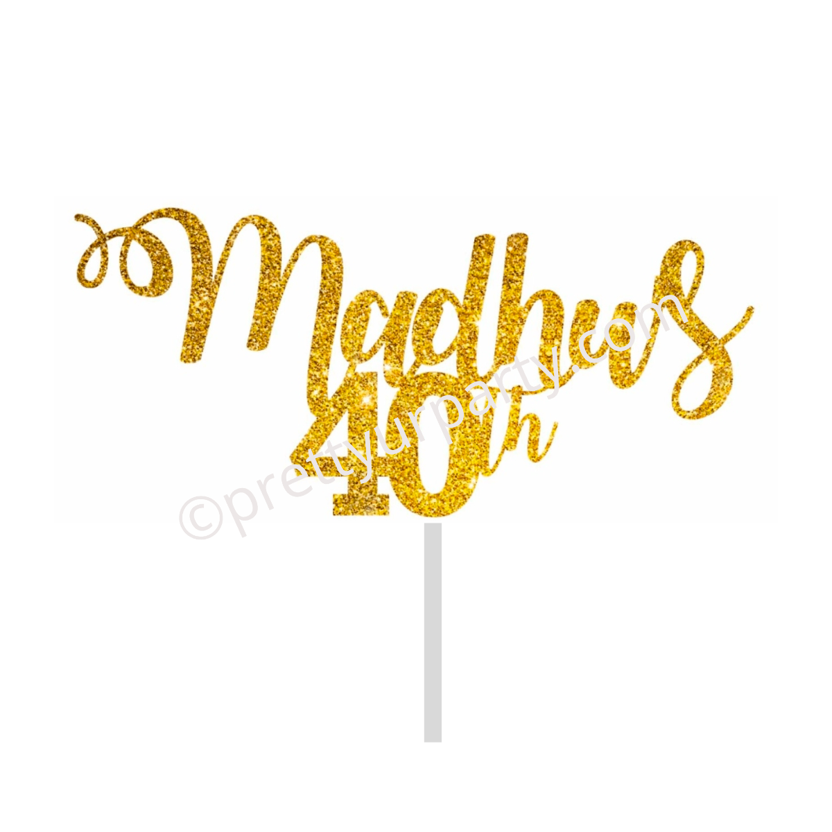 Personalized Name and Age Cake Topper HANDCRAFTED Pretty UR Party Card Stock Glitter Paper  