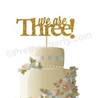 We are Three Cake Topper BABY SHOWER Pretty UR Party Card Stock Glitter Paper  