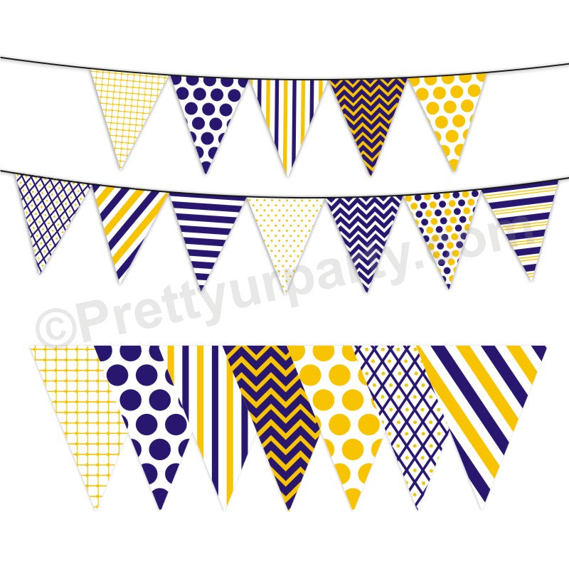 Blue and Yellow Pattern Bunting BABY SHOWER Pretty UR Party Default Title  