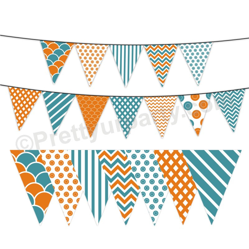 Blue and Orange Pattern Bunting BABY SHOWER Pretty UR Party Default Title  