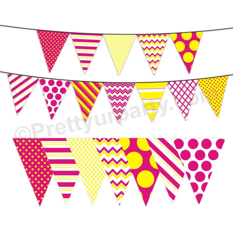 Pink and Yellow Pattern Bunting BABY SHOWER Pretty UR Party Default Title  