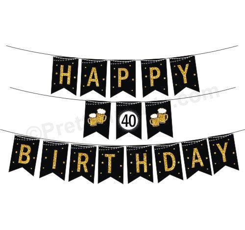 Cheers to 40th Birthday Theme Bunting BIRTHDAYS Pretty UR Party Default Title  