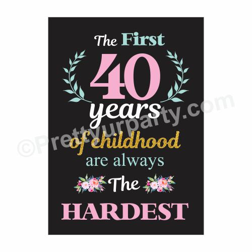 40th Birthday Poster | 40th Birthday Decorations – PRETTY UR PARTY