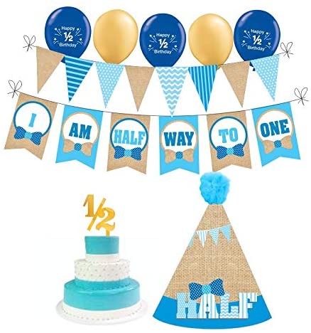 Burlap Half Birthday Decorations for Boys ALL PARTY SUPPLIES Pretty UR Party   