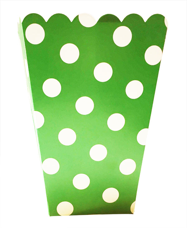 Green Big Polka Dot Popcorn Box - Pack of 6 ACCESSORIES Pretty UR Party   