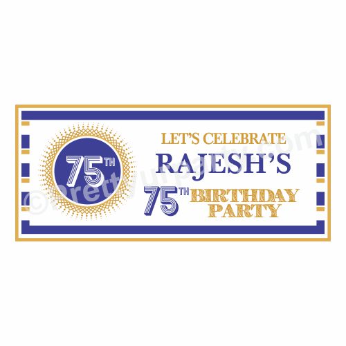 Personalized 75th Birthday Theme Banner 30in ALL PARTY SUPPLIES Pretty UR Party Default Title  