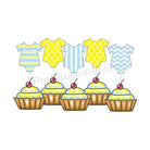 Yellow and Blue Onesie Cupcake Topper HANDCRAFTED Pretty UR Party   