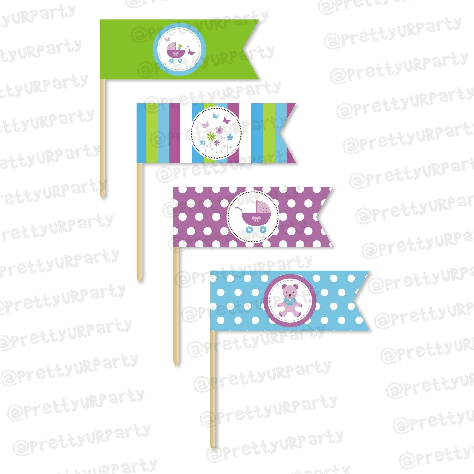 Purple and Green Theme Picks BABY SHOWER Pretty UR Party   
