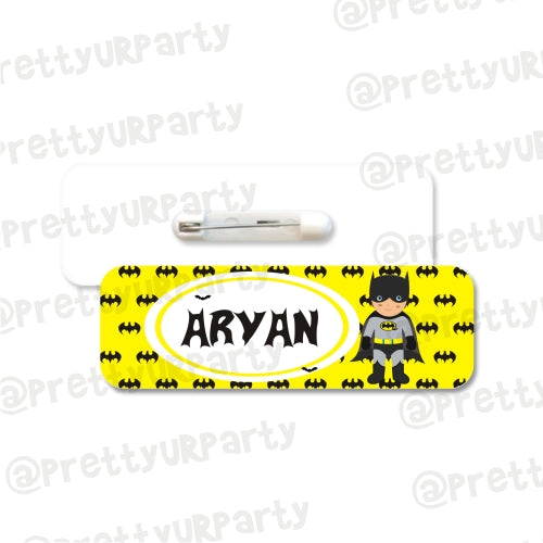 Batman Inspired Theme Badge / Name Tag PERSONALISED Pretty UR Party   