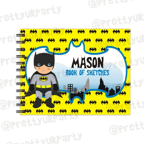 Batman Inspired themed Personalised Sketchbook PERSONALISED Pretty UR Party   