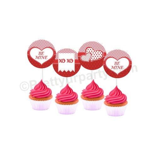 Be Mine Theme Cupcake / Food Toppers ALL PARTY SUPPLIES Pretty UR Party   